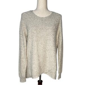 Madewell Waffle Knit Faux-Wrap Oatmeal Sweater Size Large